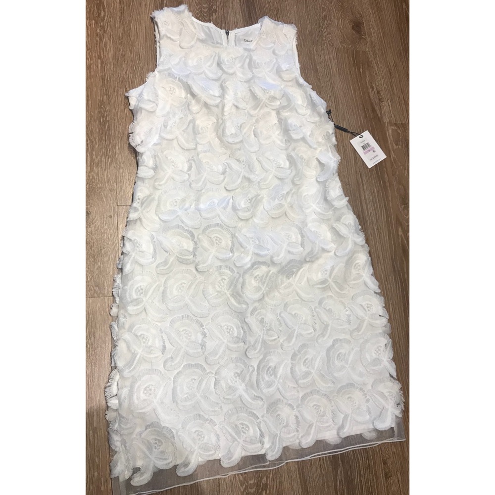Brand New Calvin Klein White Rose Mesh Dress